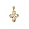 14K YELLOW GOLD WHITE SAPPHIRES CROSS