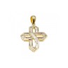 14K YELLOW GOLD WHITE SAPPHIRES CROSS