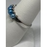 925 Sterling Silver With Simulated Teal Colored Pearls Ring Size-7