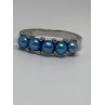 925 Sterling Silver With Simulated Teal Colored Pearls Ring Size-7
