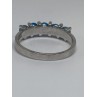 925 Sterling Silver With Simulated Teal Colored Pearls Ring Size-7