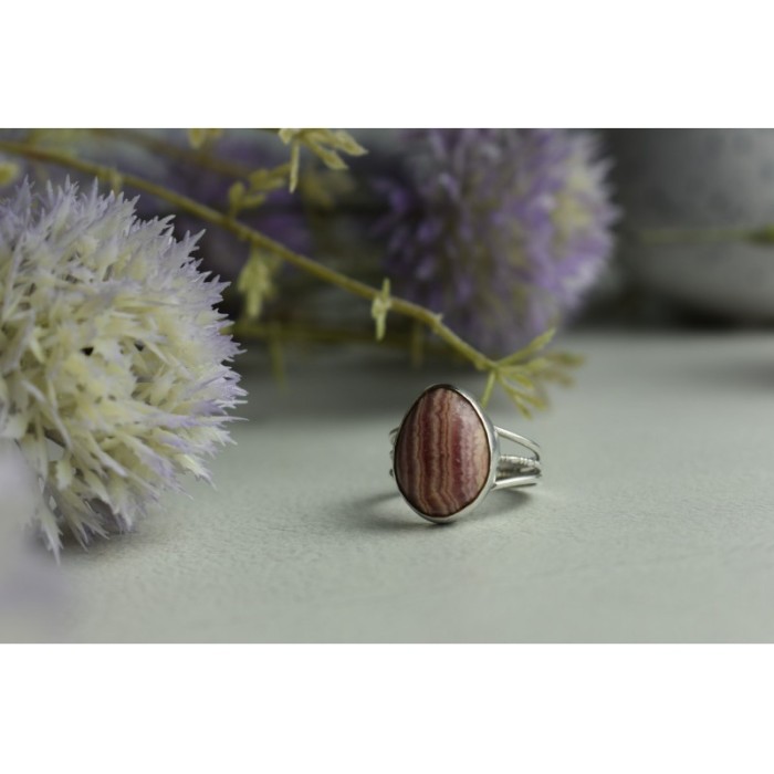 925 Sterling Silver Rhodochrosite Ring Size 7