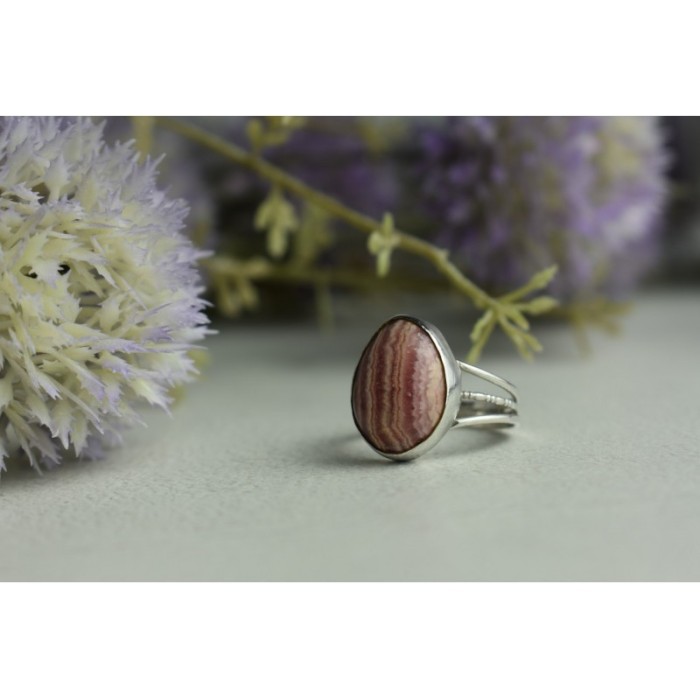 925 Sterling Silver Rhodochrosite Ring Size 7