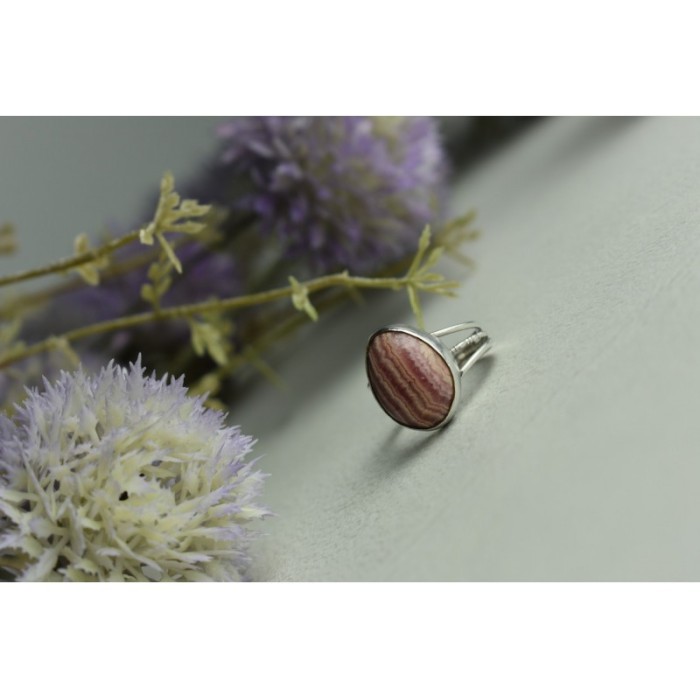 925 Sterling Silver Rhodochrosite Ring Size 7