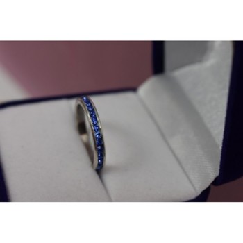 925 Sterling Silver Blue CZ Band Ring Size 6.5