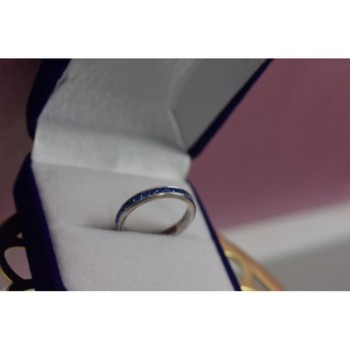 925 Sterling Silver Blue CZ Band Ring Size 6.5