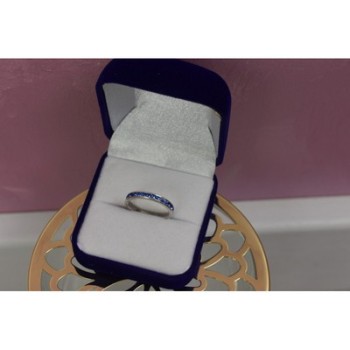 925 Sterling Silver Blue CZ Band Ring Size 6.5