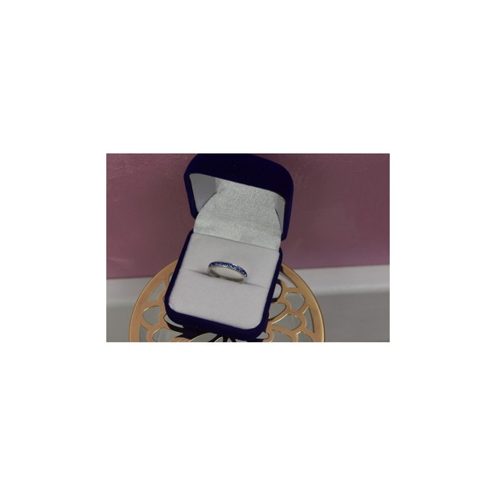 925 Sterling Silver Blue CZ Band Ring Size 6.5