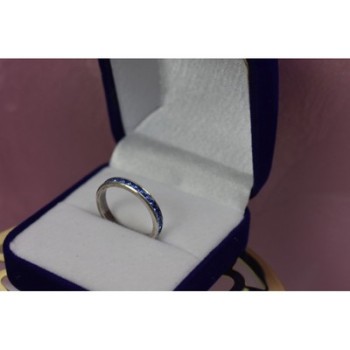 925 Sterling Silver Blue CZ Band Ring Size 6.5