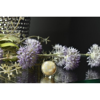 925 STERLING SILVER  MOTHER OF PEARL MOSAIC RING SIZE 8 ITALY