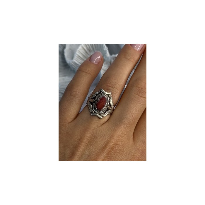 Vintage 925 Sterling Silver Agate Ring Size 6