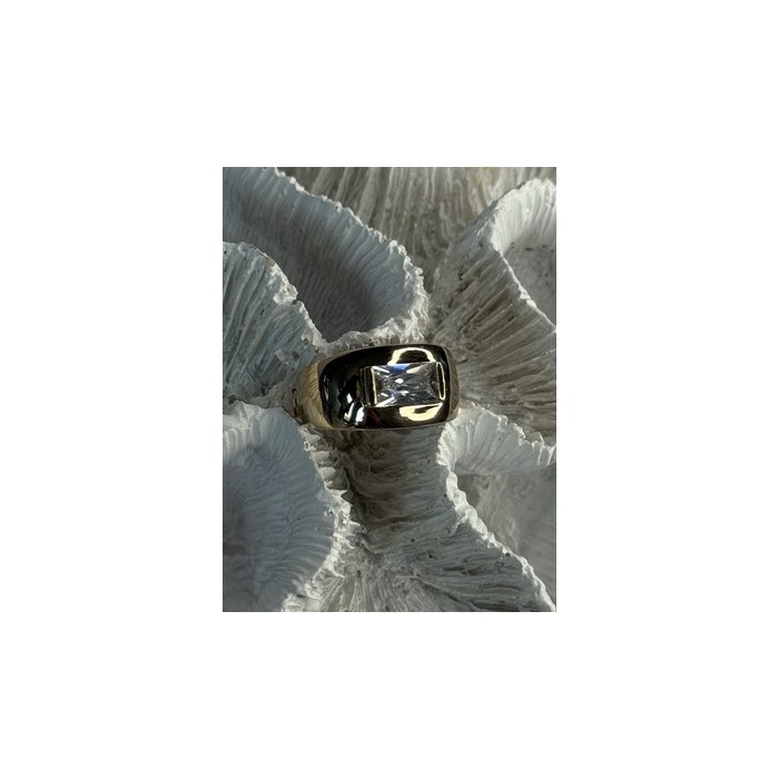 925 Sterling Silver Gold Plated Beryl & Ruby Ring Size 7