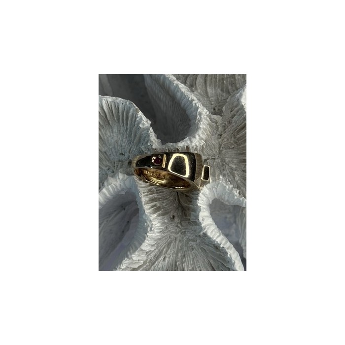 925 Sterling Silver Gold Plated Beryl & Ruby Ring Size 7