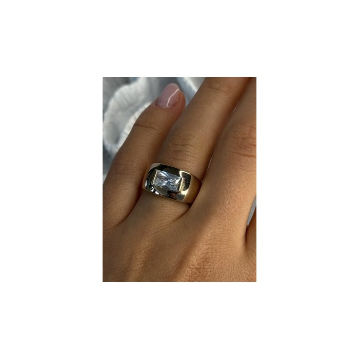 925 Sterling Silver Gold Plated Beryl & Ruby Ring Size 7