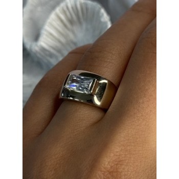 925 Sterling Silver Gold Plated Beryl & Ruby Ring Size 7