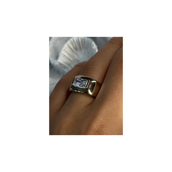 925 Sterling Silver Gold Plated Beryl & Ruby Ring Size 7