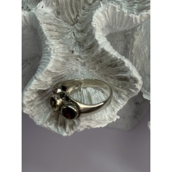 925 STERLING SILVER GARNET, CITRINE, TOPAZ,  AMETHYST & MARCASITE RING SIZE 5.5