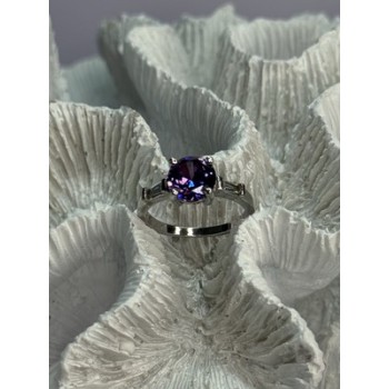 925 Sterling Silver Purple & White Spinel Ring Size 6.5