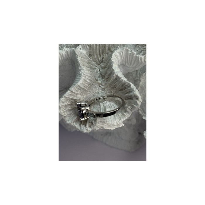 925 Sterling Silver Purple & White Spinel Ring Size 6.5