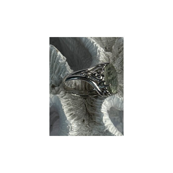 925 Sterling Silver Pale Green Amethyst Ring Size 7