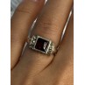 925 Sterling Silver Amber & Marcasite Ring Size 6.5