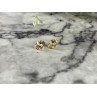 925 Sterling Silver Gold Plated White Topaz Stud Earrings Italy
