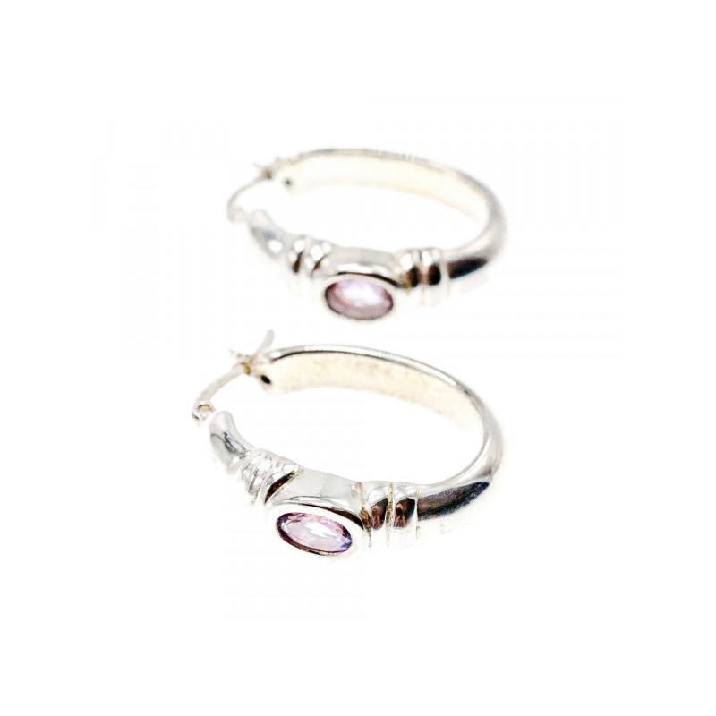 925 Sterling Silver Amethyst Classic Hoop Earrings