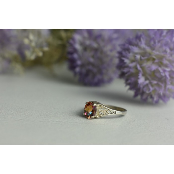 925 Sterling Silver Pink Spinel Ring Size 8