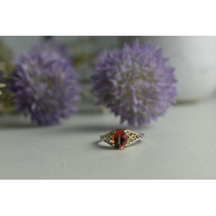 925 Sterling Silver Pink Spinel Ring Size 8