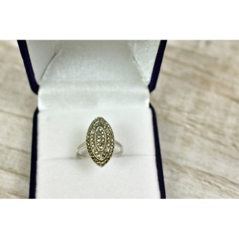 925 Sterling Silver Marcasites Ring Size 6.5