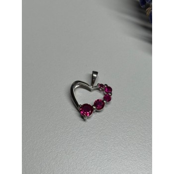 925 Sterling Silver Spinel Heart Pendant