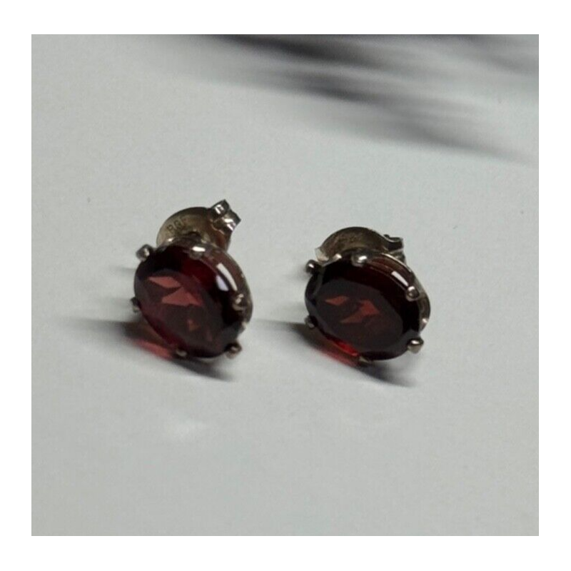 925 Sterling Silver Garnet Earrings