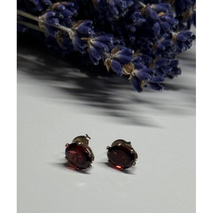 925 Sterling Silver Garnet Earrings