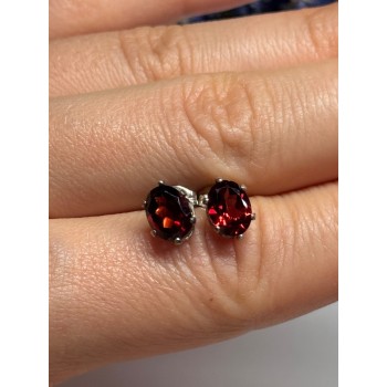 925 Sterling Silver Garnet Earrings