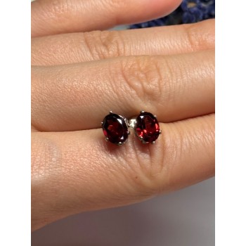 925 Sterling Silver Garnet Earrings