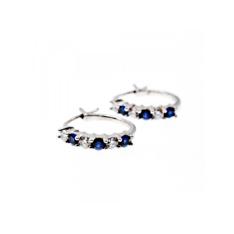 925 Sterling Silver Blue & White CZ Earrings