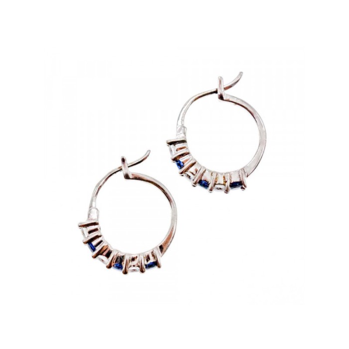 925 Sterling Silver Blue & White CZ Earrings