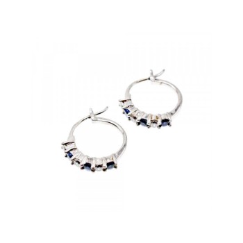 925 Sterling Silver Blue & White CZ Earrings