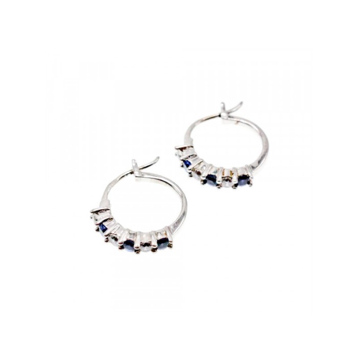 925 Sterling Silver Blue & White CZ Earrings