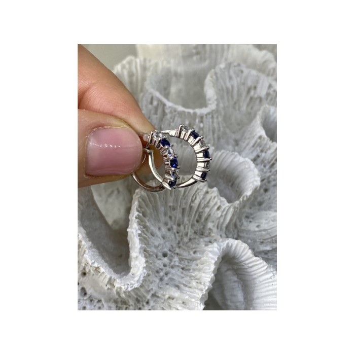 925 Sterling Silver Blue & White CZ Earrings