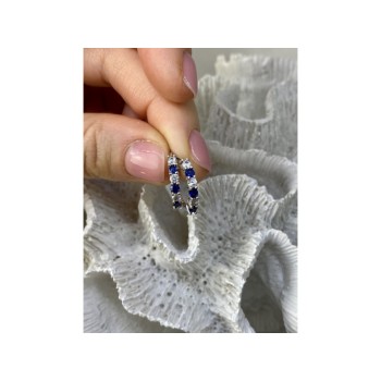 925 Sterling Silver Blue & White CZ Earrings