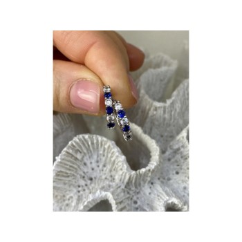 925 Sterling Silver Blue & White CZ Earrings