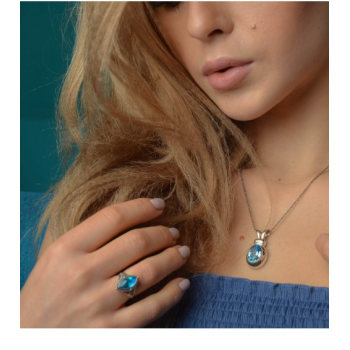 925 Sterling Silver Aquamarine Ring Size 6.5