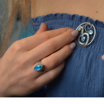 925 Sterling Silver Aquamarine Ring Size 6.5