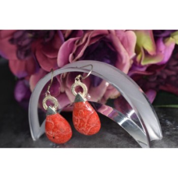 Vintage 925 Sterling Silver Red Jasper Earrings