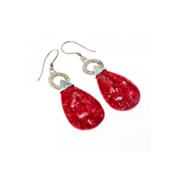 Vintage 925 Sterling Silver Red Jasper Earrings
