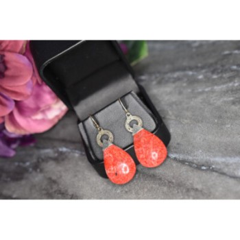 Vintage 925 Sterling Silver Red Jasper Earrings