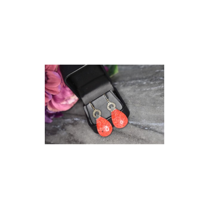 Vintage 925 Sterling Silver Red Jasper Earrings