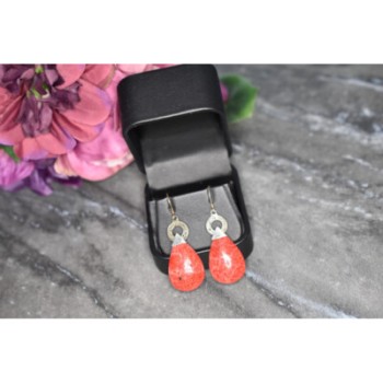 Vintage 925 Sterling Silver Red Jasper Earrings