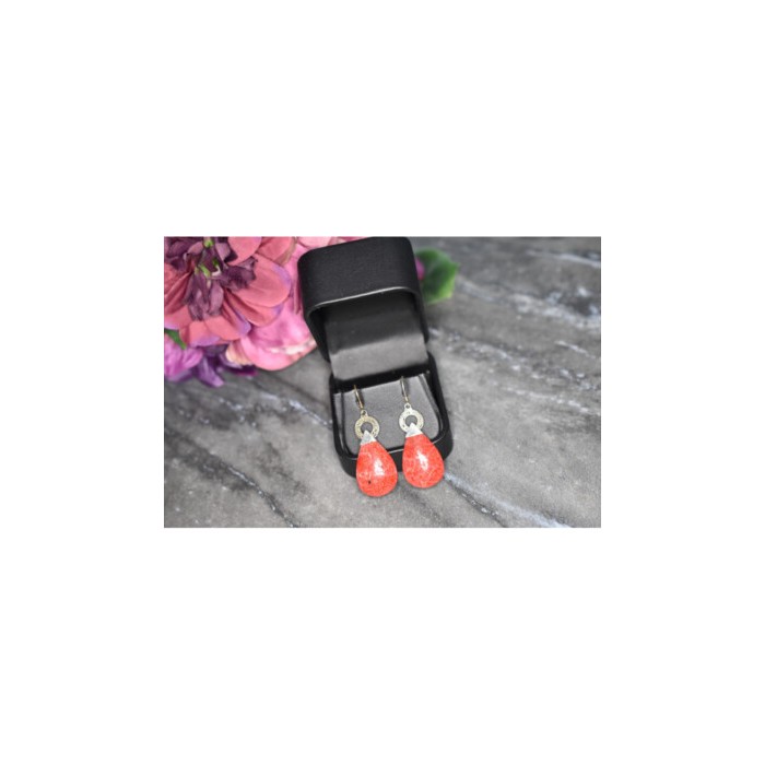 Vintage 925 Sterling Silver Red Jasper Earrings